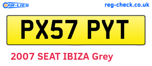 PX57PYT are the vehicle registration plates.
