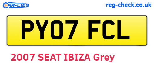 PY07FCL are the vehicle registration plates.