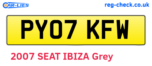 PY07KFW are the vehicle registration plates.