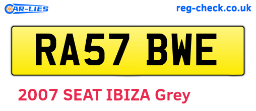 RA57BWE are the vehicle registration plates.