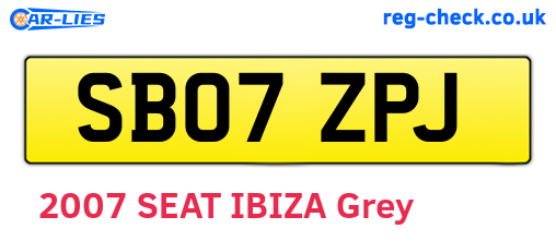 SB07ZPJ are the vehicle registration plates.