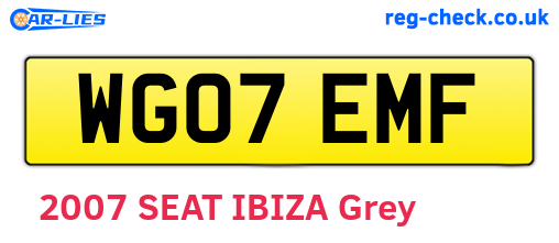 WG07EMF are the vehicle registration plates.