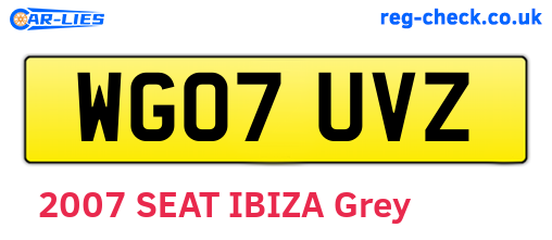 WG07UVZ are the vehicle registration plates.