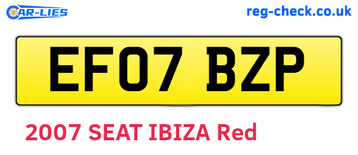 EF07BZP are the vehicle registration plates.