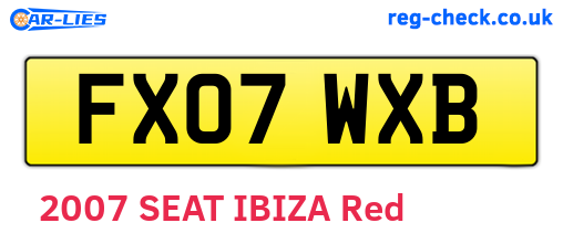 FX07WXB are the vehicle registration plates.