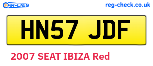 HN57JDF are the vehicle registration plates.