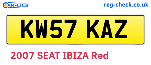 KW57KAZ are the vehicle registration plates.