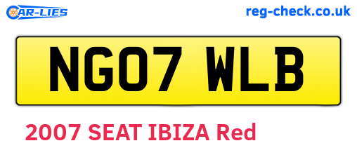 NG07WLB are the vehicle registration plates.