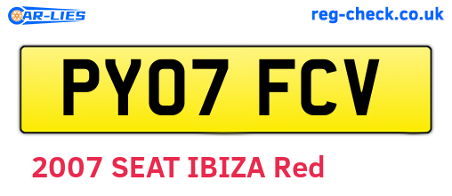 PY07FCV are the vehicle registration plates.
