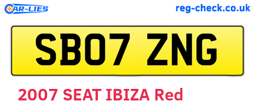 SB07ZNG are the vehicle registration plates.