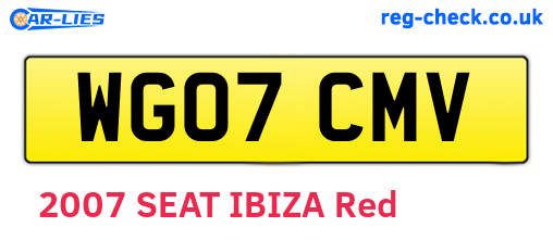 WG07CMV are the vehicle registration plates.
