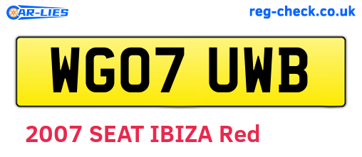 WG07UWB are the vehicle registration plates.