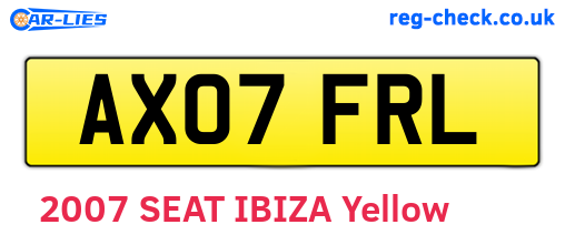AX07FRL are the vehicle registration plates.