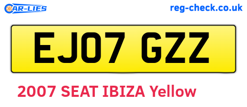 EJ07GZZ are the vehicle registration plates.