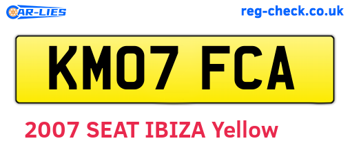 KM07FCA are the vehicle registration plates.