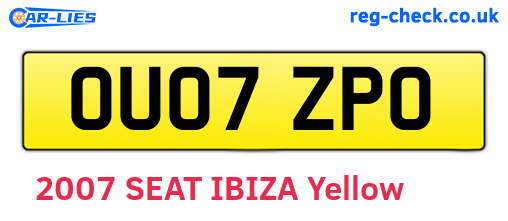 OU07ZPO are the vehicle registration plates.