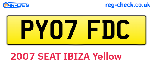 PY07FDC are the vehicle registration plates.