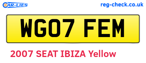 WG07FEM are the vehicle registration plates.