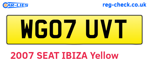 WG07UVT are the vehicle registration plates.