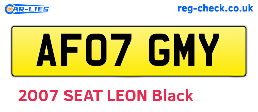 AF07GMY are the vehicle registration plates.