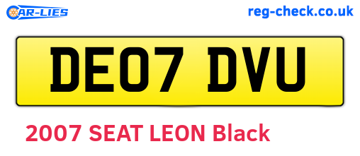 DE07DVU are the vehicle registration plates.