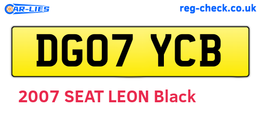 DG07YCB are the vehicle registration plates.