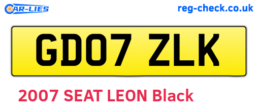 GD07ZLK are the vehicle registration plates.