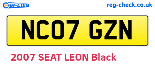 NC07GZN are the vehicle registration plates.