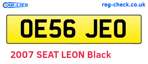 OE56JEO are the vehicle registration plates.