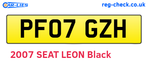 PF07GZH are the vehicle registration plates.