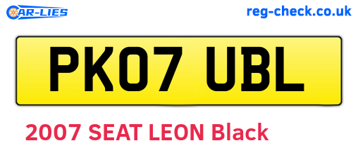 PK07UBL are the vehicle registration plates.