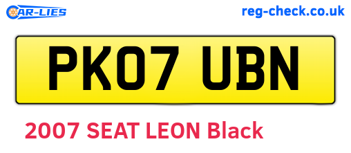 PK07UBN are the vehicle registration plates.