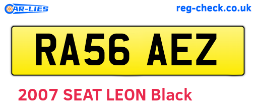 RA56AEZ are the vehicle registration plates.