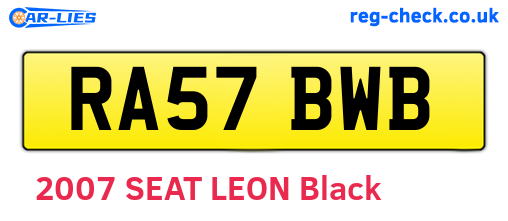 RA57BWB are the vehicle registration plates.