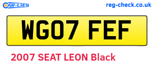 WG07FEF are the vehicle registration plates.