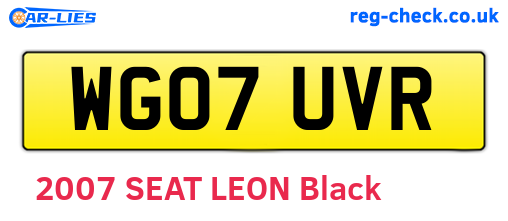 WG07UVR are the vehicle registration plates.