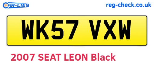 WK57VXW are the vehicle registration plates.