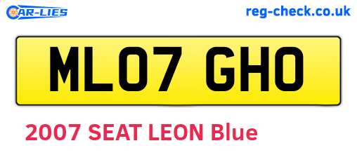ML07GHO are the vehicle registration plates.