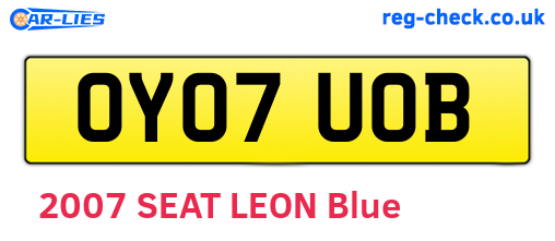 OY07UOB are the vehicle registration plates.
