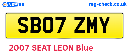 SB07ZMY are the vehicle registration plates.