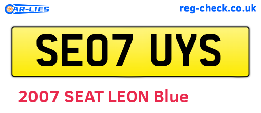 SE07UYS are the vehicle registration plates.