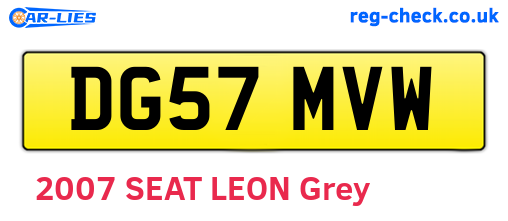 DG57MVW are the vehicle registration plates.