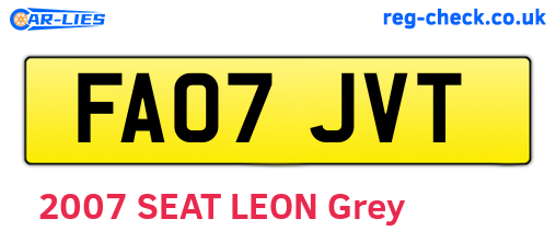 FA07JVT are the vehicle registration plates.