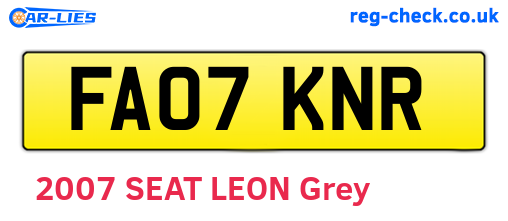FA07KNR are the vehicle registration plates.
