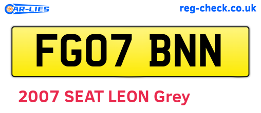 FG07BNN are the vehicle registration plates.