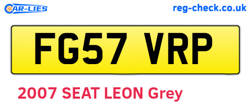 FG57VRP are the vehicle registration plates.
