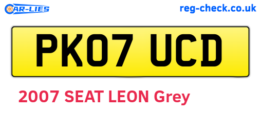 PK07UCD are the vehicle registration plates.