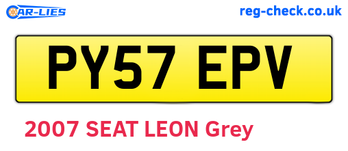 PY57EPV are the vehicle registration plates.