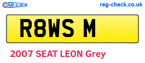 R8WSM are the vehicle registration plates.