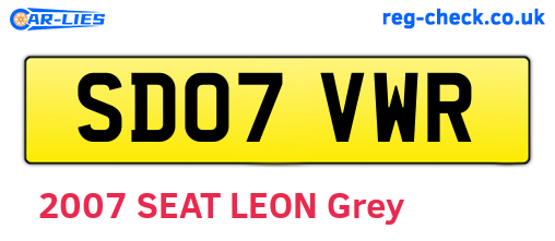 SD07VWR are the vehicle registration plates.